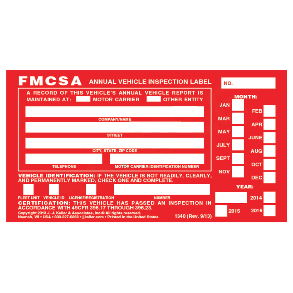 Annual Vehicle Inspection Label  Aluminum 6 x 3.5