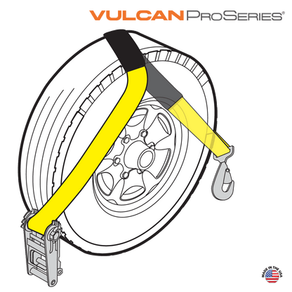 VULCAN Wheel Dolly Tire Harness - Twisted Snap Hook- 84 Inch - PROSeries - 3,300 Pound Safe Working Load