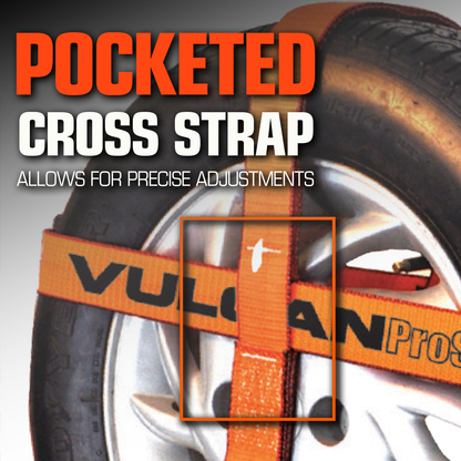VULCAN Car Tie Down with Snap Hook - Adjustable Loop - 4 Pack - PROSeries - 3,300 Pound Safe Working Load