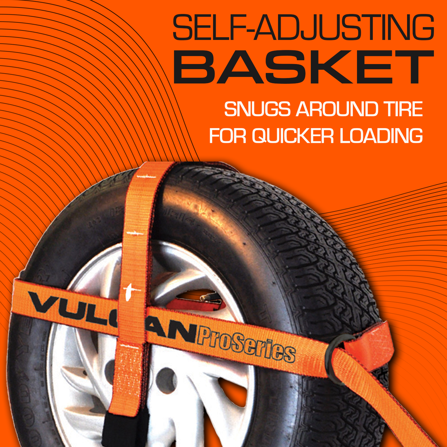 VULCAN Car Tie Down with Snap Hook - Adjustable Loop - 4 Pack - PROSeries - 3,300 Pound Safe Working Load