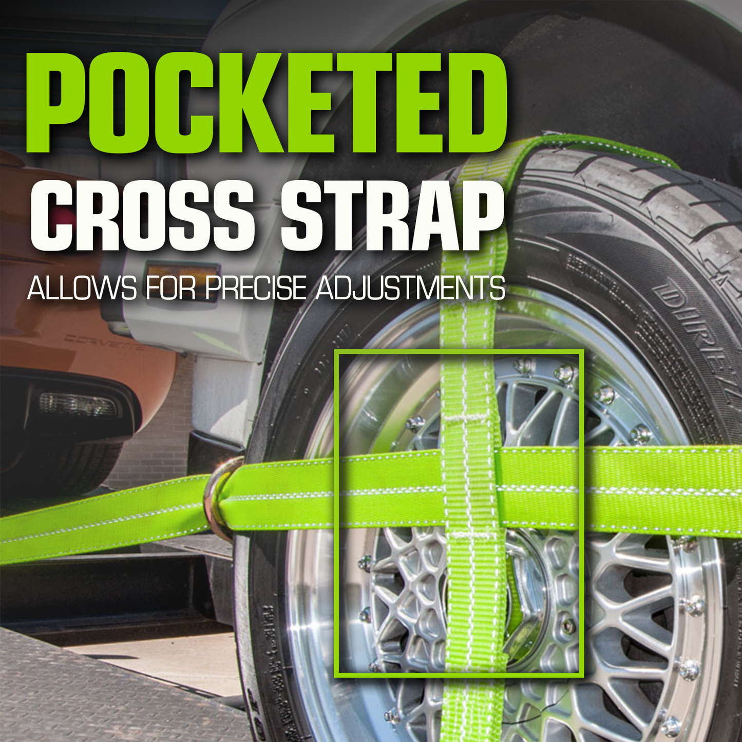 VULCAN Car Tie Downs - Snap Hook - Adjustable Loop - 4 Pack - High-Viz - 3,300 Pound Safe Working Load