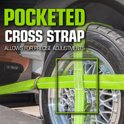 VULCAN Car Tie Downs - Snap Hook - Adjustable Loop - 4 Pack - High-Viz - 3,300 Pound Safe Working Load