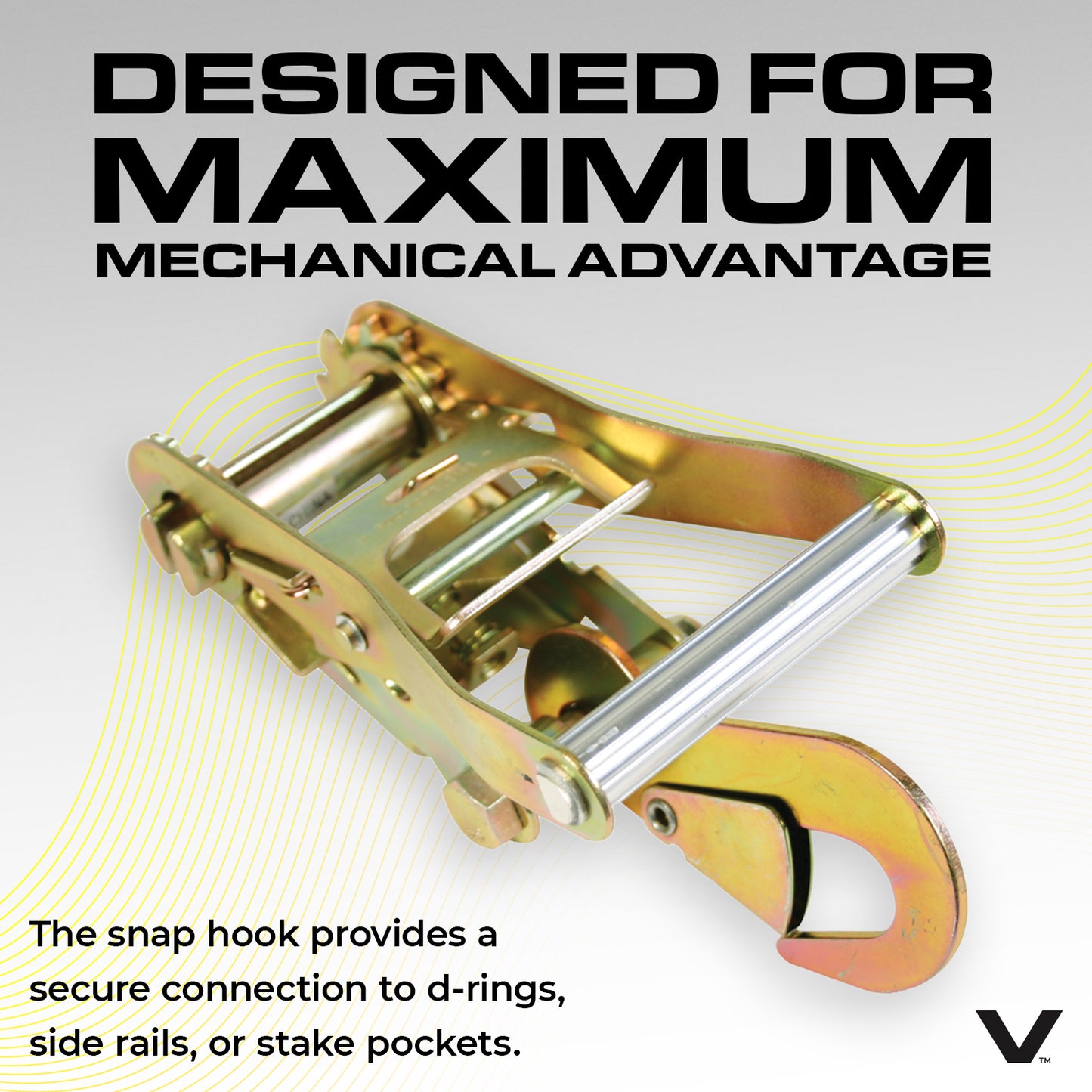 VULCAN Snap Hook Tie Down Kits with Heavy Duty Stake Pocket D Rings - Lasso Style - Classic Yellow