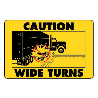 Wide Turns Decal with Truck