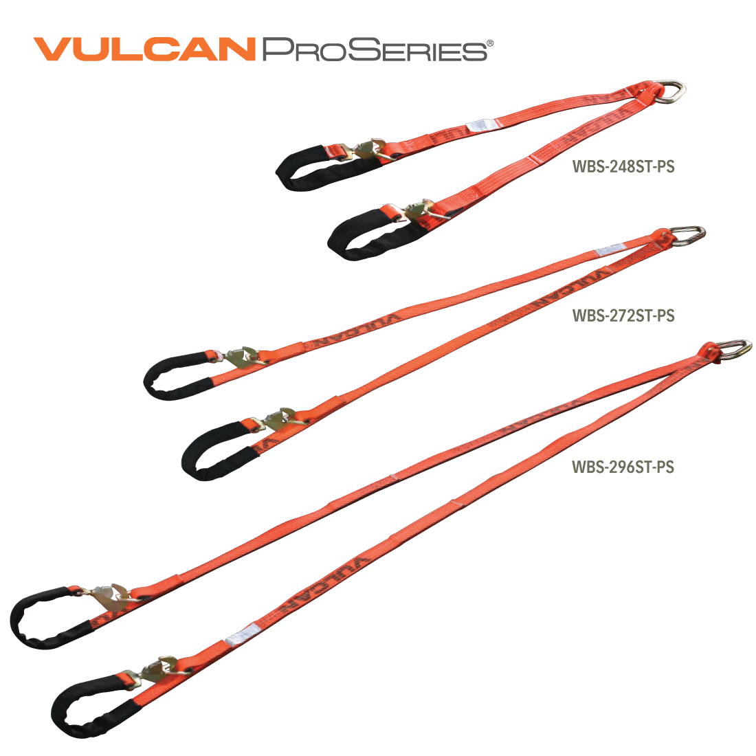 VULCAN Web Bridle with Latching Axle Strap Ends - 48 Inch - PROSeries - 3,300 Pound Safe Working Load
