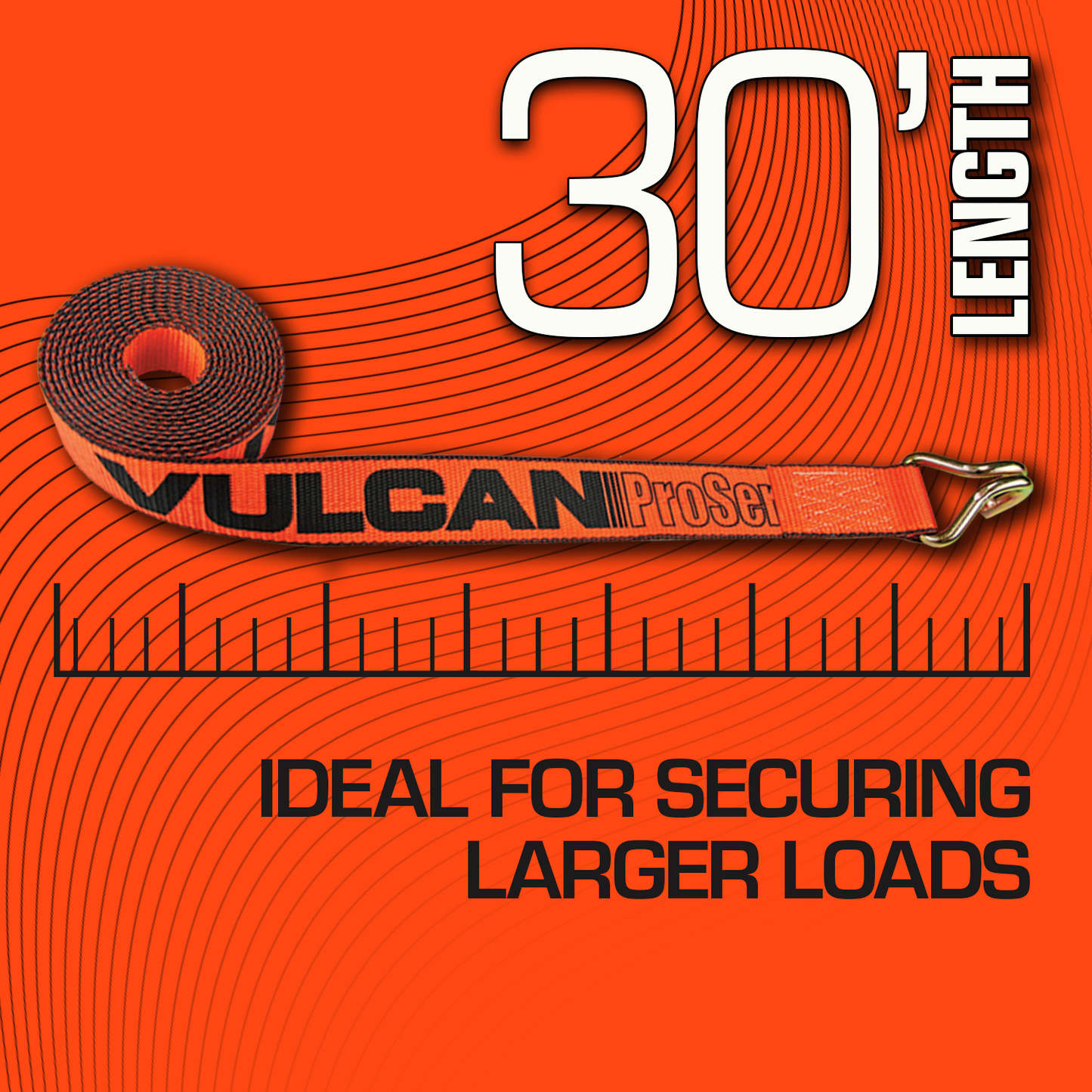 VULCAN Winch Strap with Chain Anchor - 4 Inch x 30 Foot - PROSeries - 6,600 Pound Safe Working Load