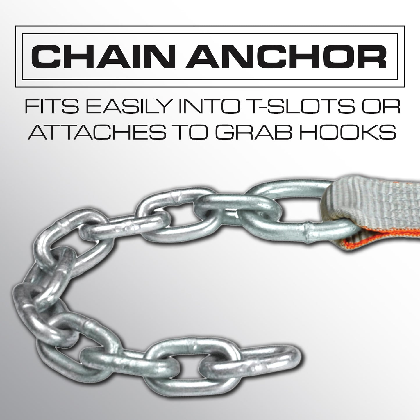 VULCAN Winch Strap with Chain Tail - 2 Inch - Silver Series - 3,300 Pound Safe Working Load