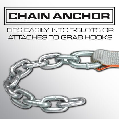 VULCAN Winch Strap with Chain Tail - 2 Inch - Silver Series - 3,300 Pound Safe Working Load
