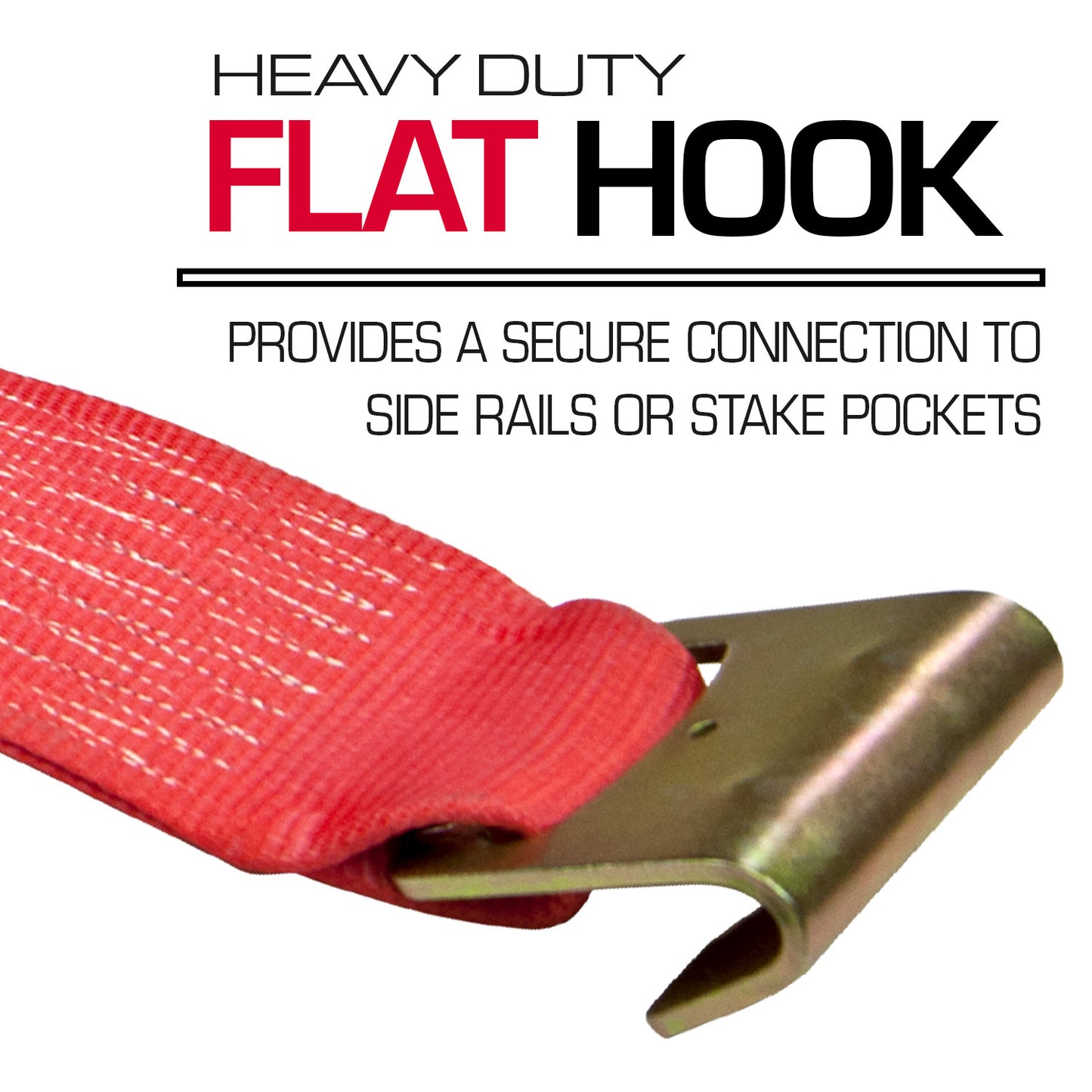 VULCAN Winch Strap with Flat Hook - 4 Inch x 30 Foot - Classic Red - 4 Pack - 5,000 Pound Safe Working Load