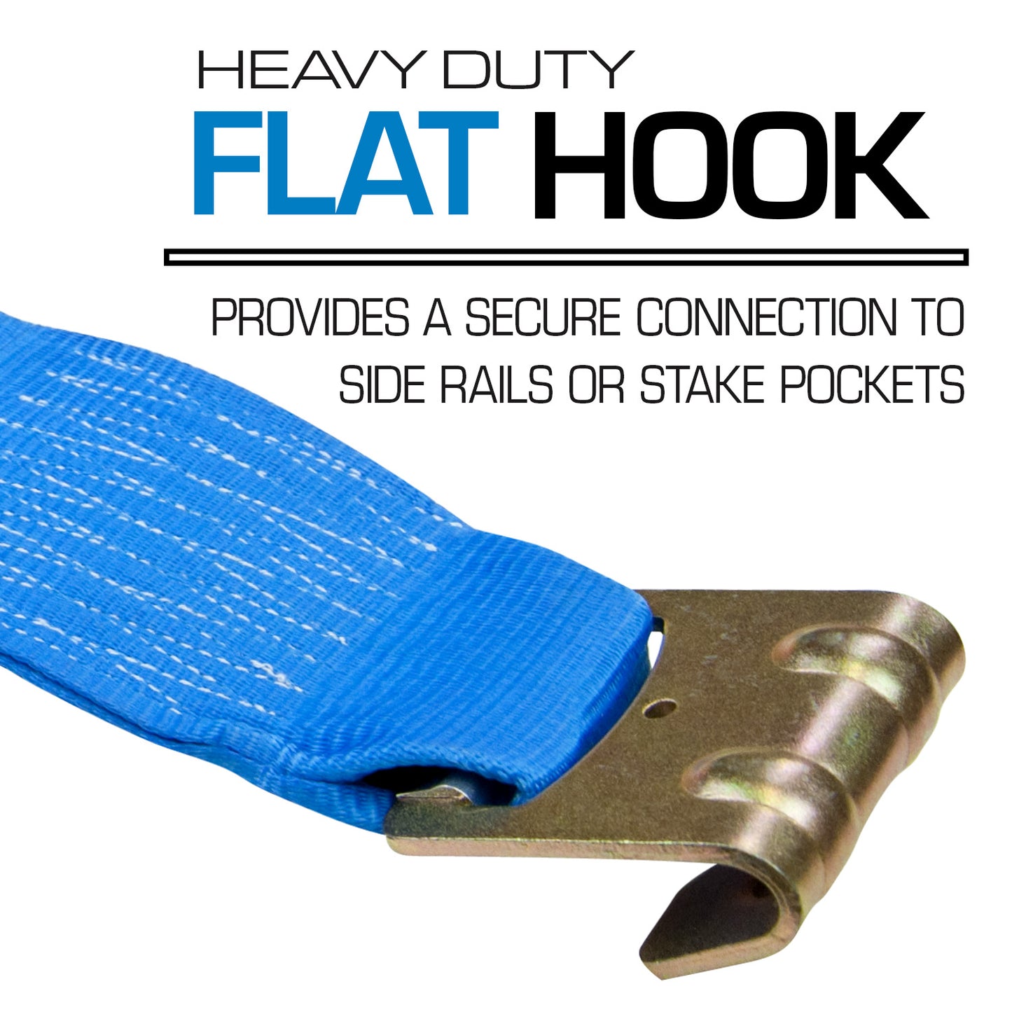 VULCAN Winch Strap with Flat Hook - 4 Inch x 30 Foot - 10 Pack - Classic Blue - 5,000 Pound Safe Working Load