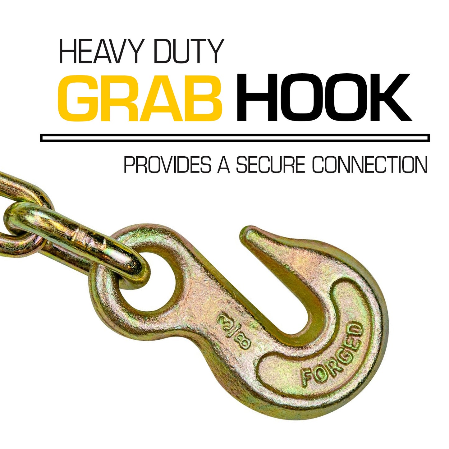 VULCAN Winch Strap with Chain Anchor - 4 Inch x 30 Foot - Classic Yellow - 5,400 Pound Safe Working Load