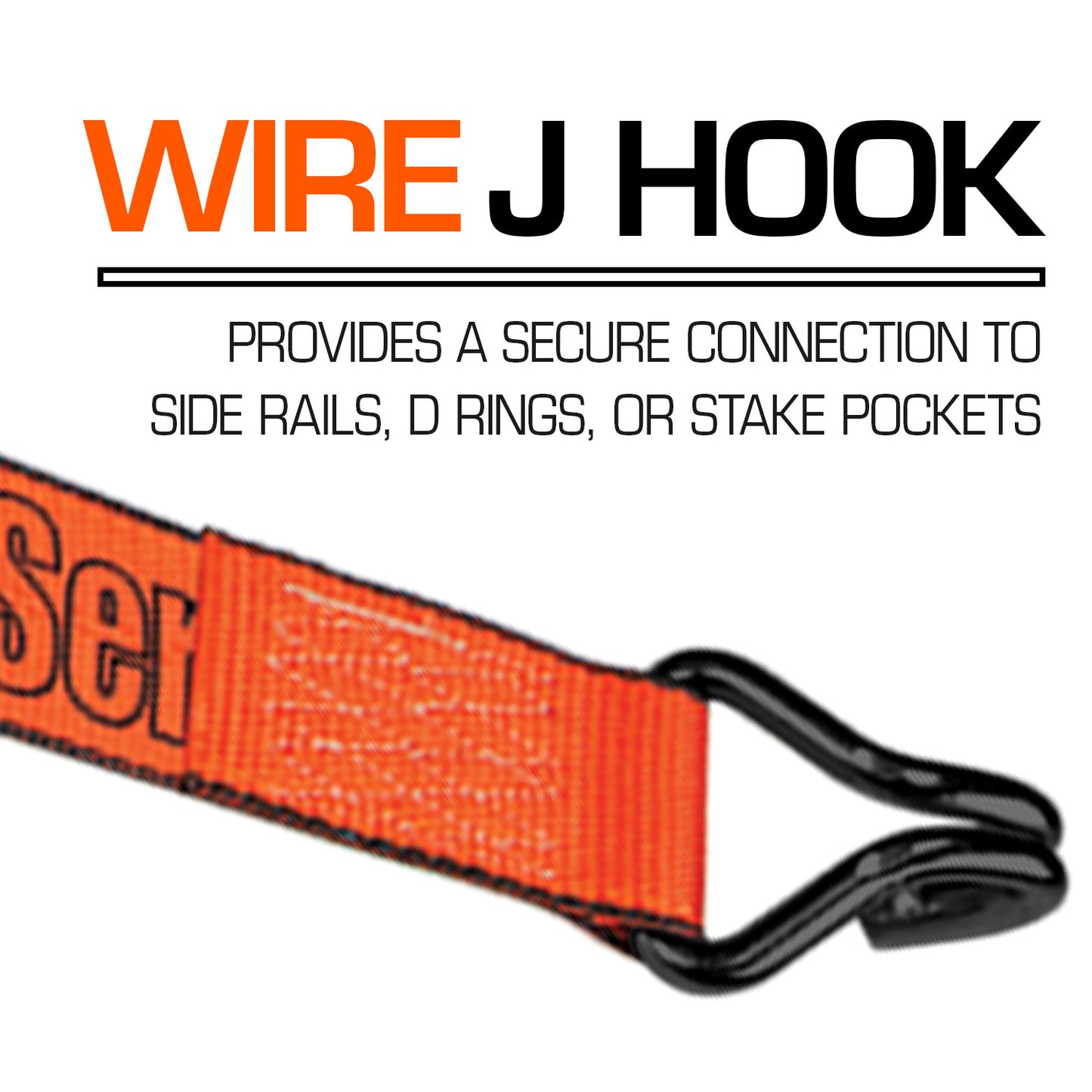 VULCAN Winch Strap with Heavy Wire Hook - 2 Inch x 15 Foot - 4 Pack - PROSeries - 3,300 Pound Safe Working Load