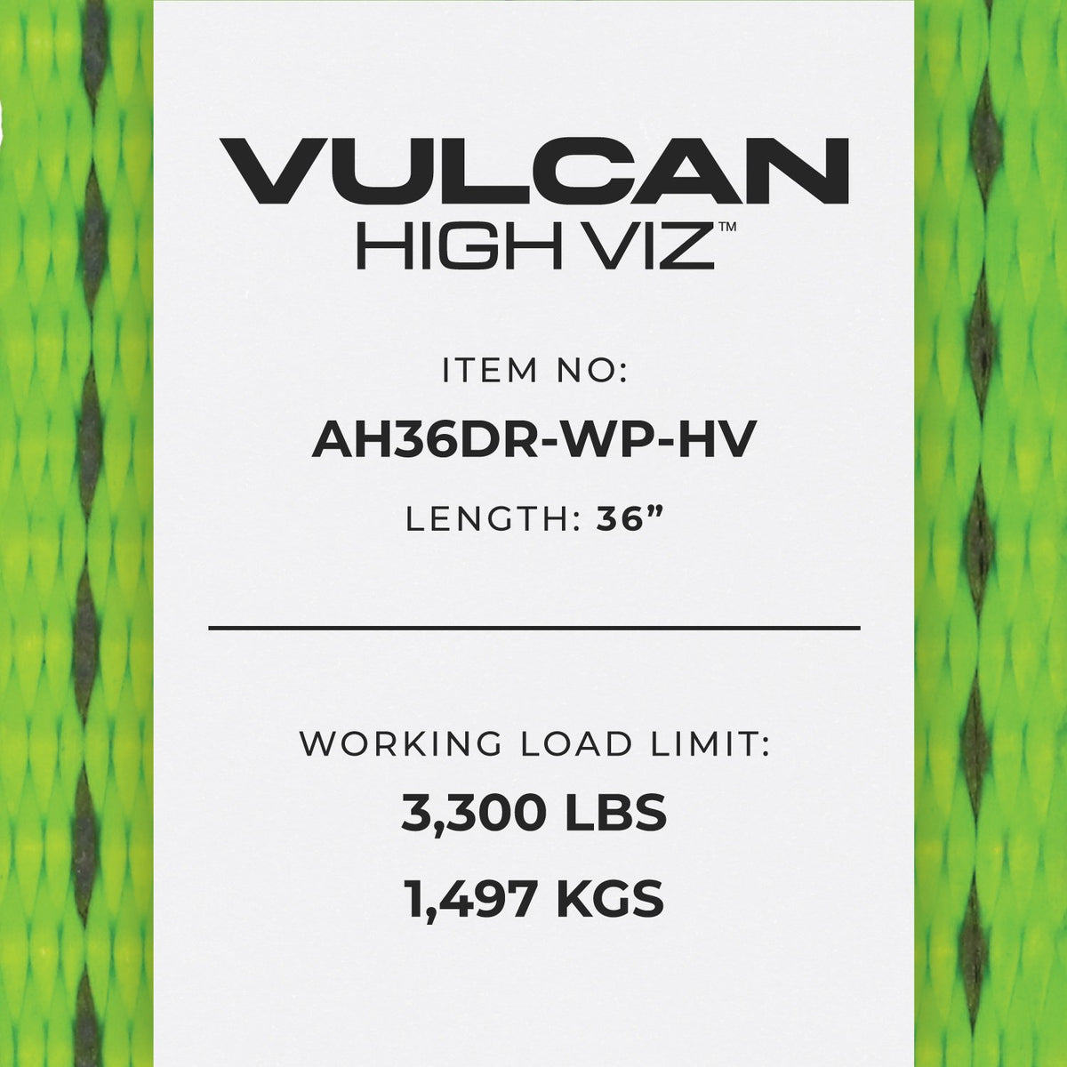 Scratch And Dent VULCAN Car Tie Down Axle Strap with Wear Pad - 2 Inch x 36 Inch, 4 Pack - High-Viz - 3,300 Pound Safe Working Load