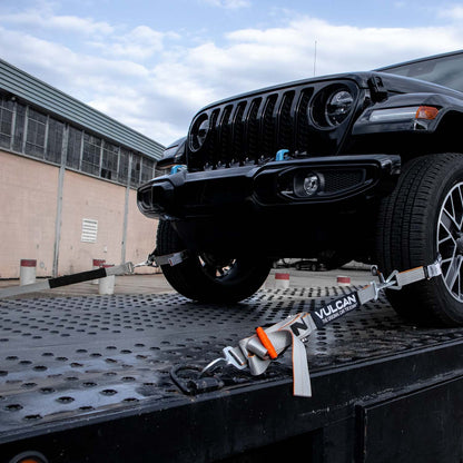 VULCAN Complete Axle Strap Tie Down Kit with Snap Hook Ratchet Straps - Silver Series - Includes (4) 22 Inch Axle Straps, (4) 36 Inch Axle Straps, and (4) 8' Snap Hook Ratchet Straps