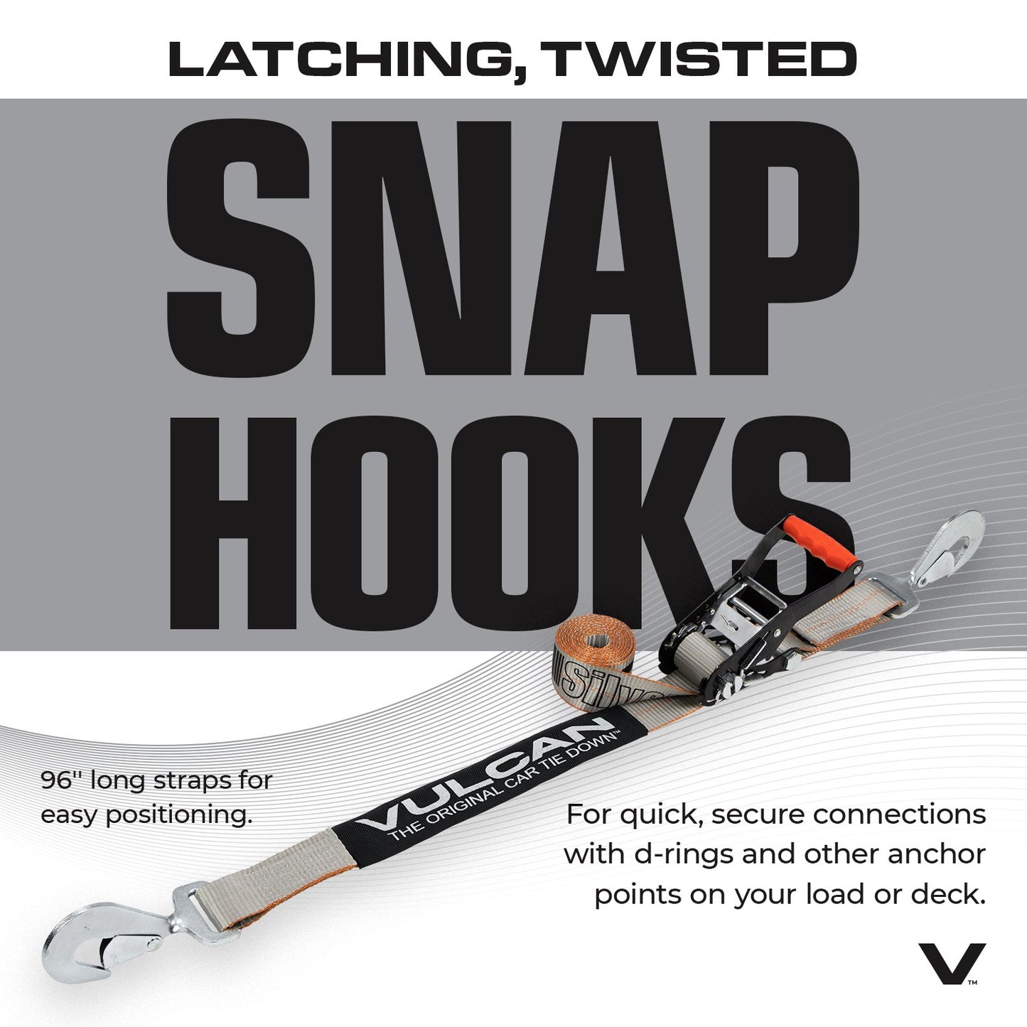 VULCAN Complete Axle Strap Tie Down Kit with Snap Hook Ratchet Straps - Silver Series - Includes (4) 22 Inch Axle Straps, (4) 36 Inch Axle Straps, and (4) 8' Snap Hook Ratchet Straps