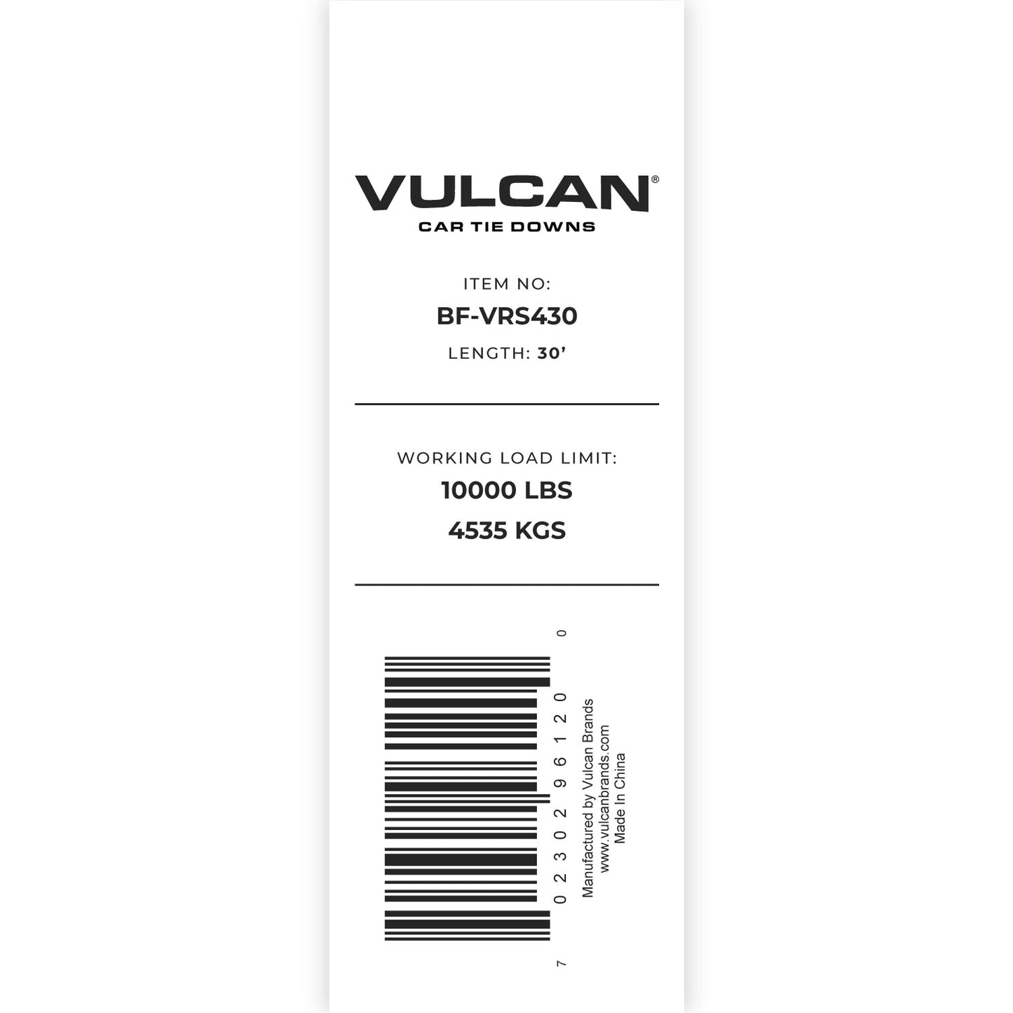 VULCAN Tow Strap with Reinforced Eyes - Heavy Duty - 4 Inch x 30 Foot - 10,000 Pound Towing Capacity