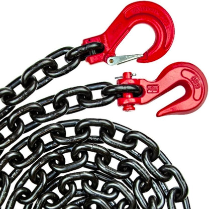 VULCAN Binder/Safety Chain Tie Down with Grab Hooks and Sling Hooks - Grade 80 - 3/8 Inch x 12 Foot - 7,100 Pound Safe Working Load