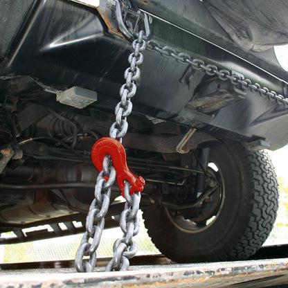 VULCAN Binder/Safety Chain Tie Down with Grab Hooks and Sling Hooks - Grade 80 - 3/8 Inch x 12 Foot - 7,100 Pound Safe Working Load