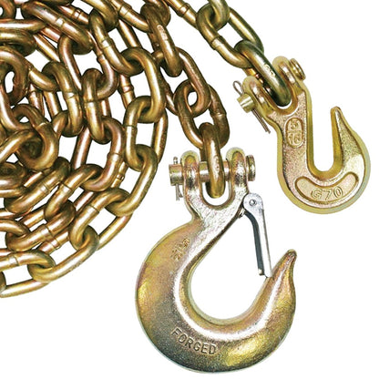 VULCAN Safety/Binder Chain with Clevis Grab Hook/Slip Hook - Grade 70 - 5/16 Inch x 10 Foot - 4,700 Pound Safe Working Load