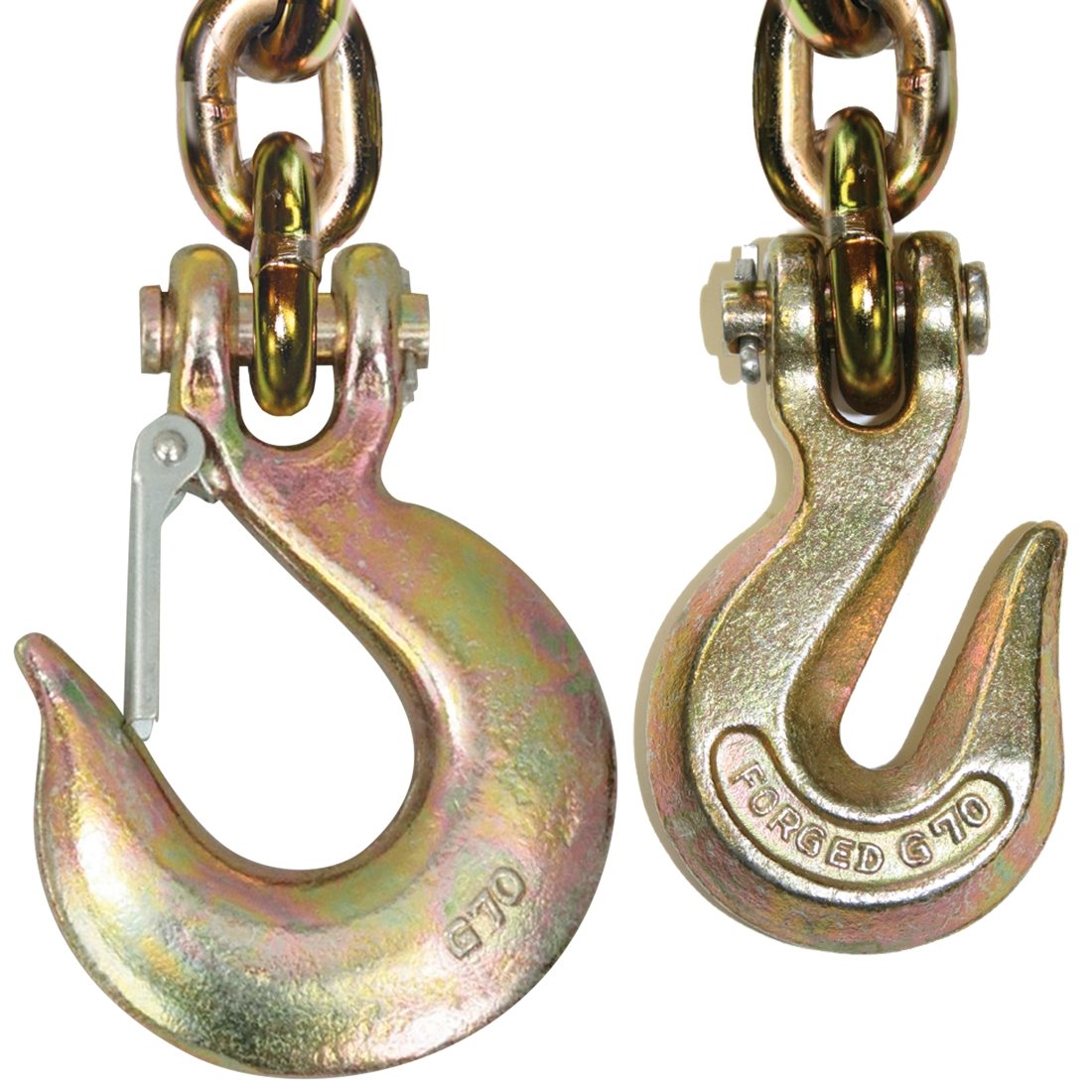 VULCAN Safety/Binder Chain with Clevis Grab Hook/Slip Hook - Grade 70 - 5/16 Inch x 10 Foot - 4,700 Pound Safe Working Load