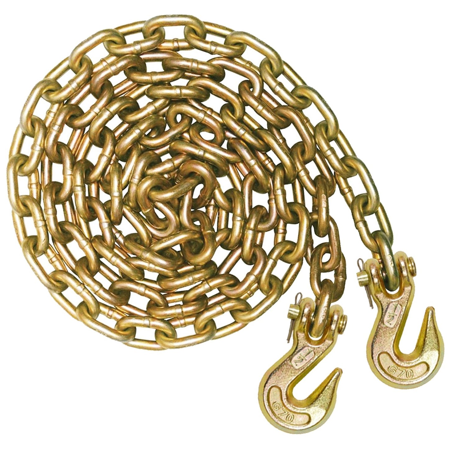 VULCAN Binder Chain with Clevis Grab Hooks - Grade 70 - 1/2 Inch x 20 Foot - 11,300 Pound Safe Working Load