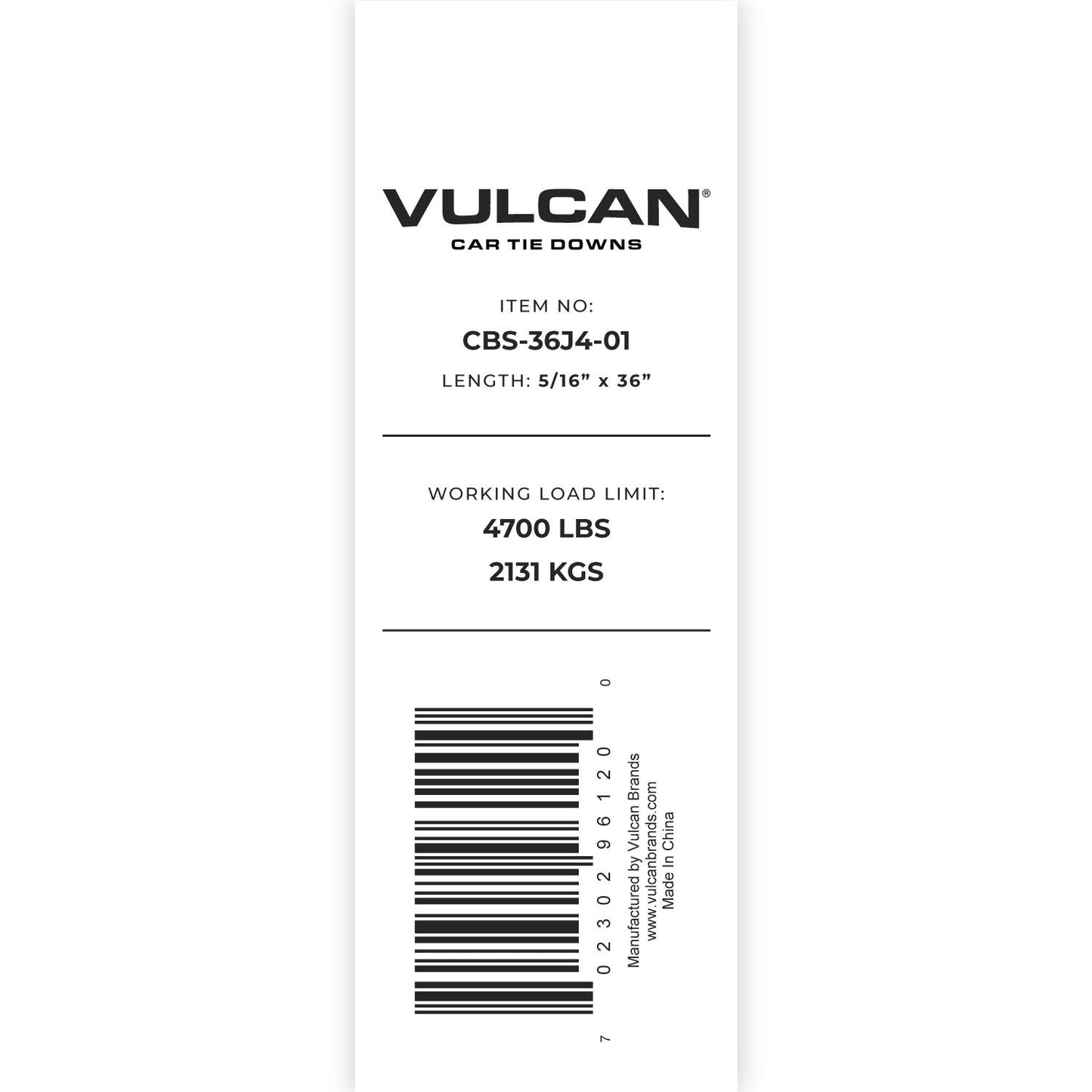 VULCAN Towing Chain Bridle - Forged 4 Inch Mini J Hooks - Grade 70 Chain - 36 Inches - 4,700 Pound Safe Working Load