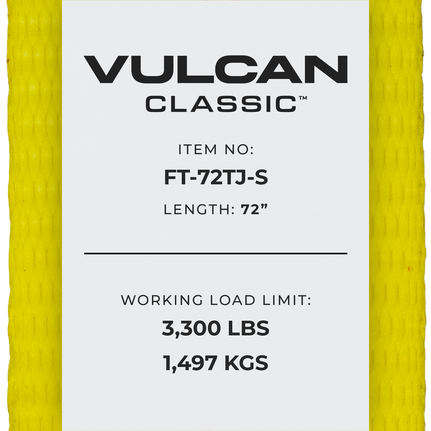 VULCAN Car Tie Down with Universal Fast-Strap Frame Hook - 72 Inch - 2 Pack - Classic Yellow - 3,300 Pound Safe Working Load