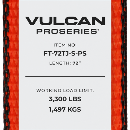 VULCAN Car Tie Down with Universal Fast-Strap Frame Hook - 72 Inch - 2 Pack - PROSeries - 3,300 Pound Safe Working Load