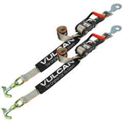 VULCAN Car Tie Down with Universal Fast-Strap Frame Hook - 72 Inch - 2 Pack - Silver Series - 3,300 Pound Safe Working Load