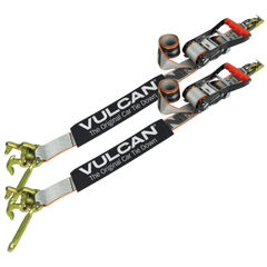 VULCAN Car Tie Down with Universal Frame Hook Cluster For E Track - 96 Inch - 2 Pack - Silver Series - 3,300 Safe Working Load