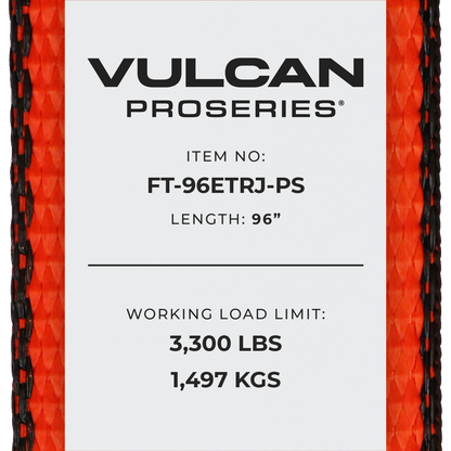 VULCAN Car Tie Down with Universal Frame Hook Cluster For E Track - 96 Inch - 2 Pack - PROSeries - 3,300 Safe Working Load