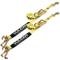VULCAN Car Tie Down with RTJ Hook Cluster - Snap Hook - 96 Inch - 2 Pack - Classic Yellow - 3,300 Pound Safe Working Load