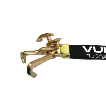 VULCAN Car Tie Down with RTJ Hook Cluster - Snap Hook - 96 Inch - 2 Pack - Classic Yellow - 3,300 Pound Safe Working Load
