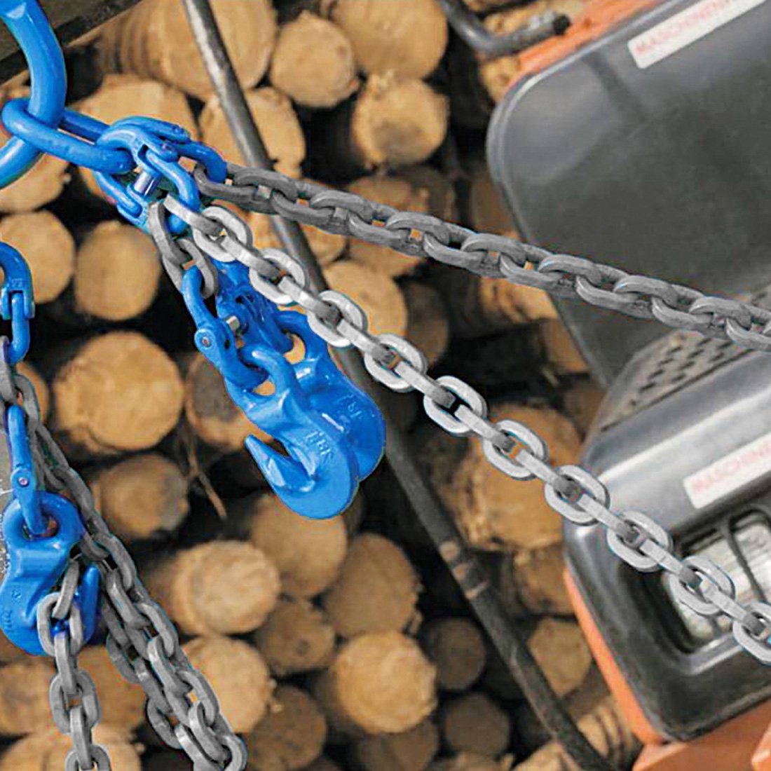 VULCAN Single Chain Slings with Grab Hooks - 3/8 Inch - Grade 120 - 10 Feet