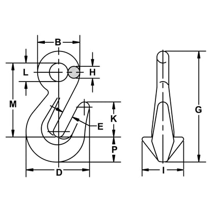 Cradle Eye Style Grab Hook - 9/32 Inch - Grade 80/Grade 100 - Herc Alloy Dual Rated Use - 4,300 Pound Safe Working Load