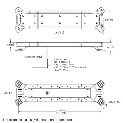 Mini LED Light Bar - Magnetic Mount - 24 Inch - Amber/Clear
