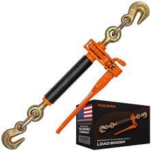 VULCAN Folding Handle Load Binder (Individual) with 2 Grab Hooks - Ratchet Style - 7,100 Pound Safe Working Load (Works with 5/16 Inch or 3/8 Inch Grade 70 and Grade 80 Chain)