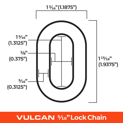 VULCAN Security Chain - Premium Case-Hardened - 5/16 Inch x 3 Foot (+/- 1.5 Inches) - Chain Cannot Be Cut with Bolt Cutters or Hand Tools