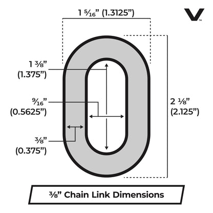 VULCAN Security Chain and Lock Kit - Premium Case-Hardened - 3/8 Inch x 3 Foot (+/-2 Inches) - Chain Cannot Be Cut with Bolt Cutters or Hand Tools