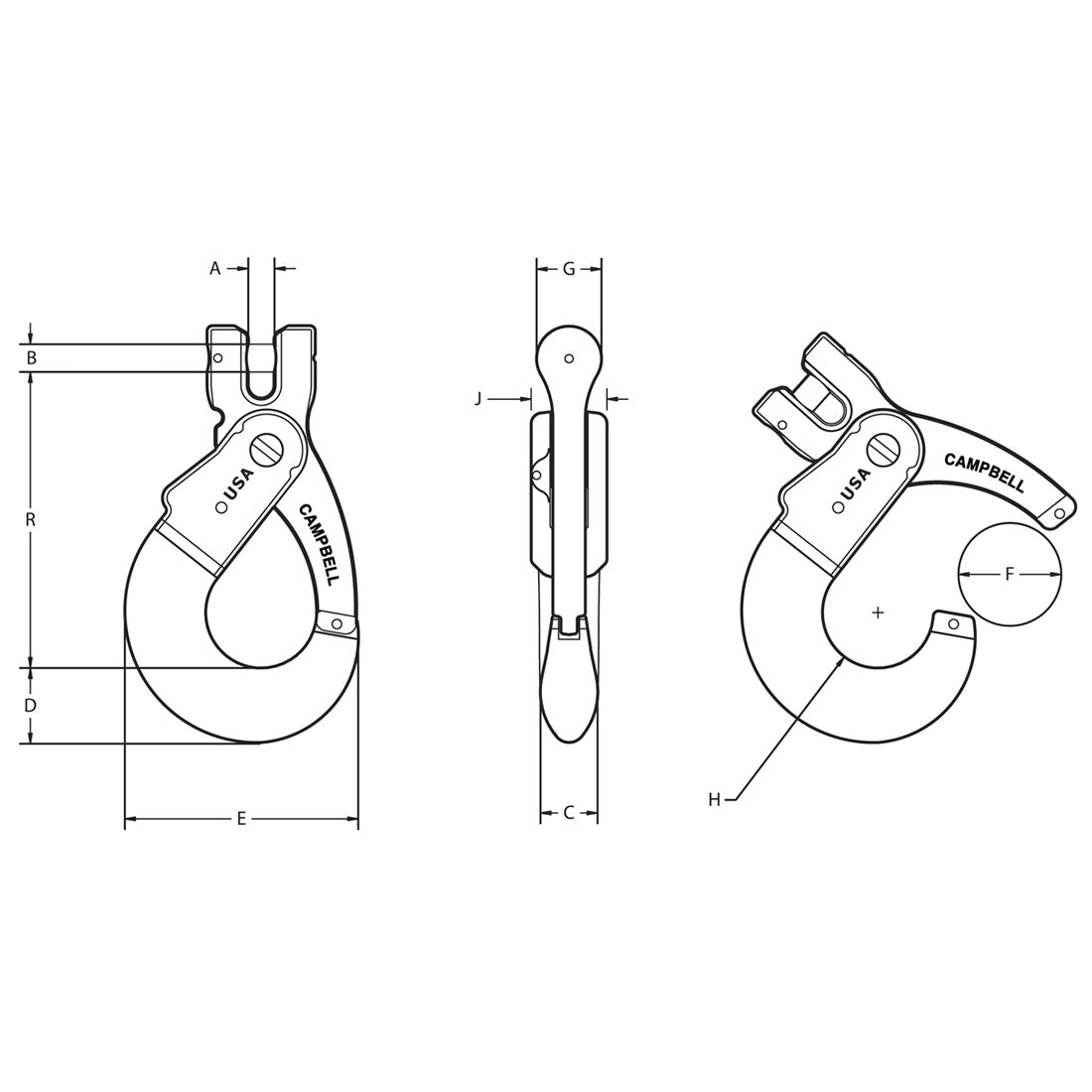 G100 Cam-Lok Hook - 5/8 Inch Clevis Style - Safe Working Load 22600
