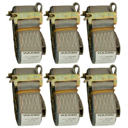 VULCAN Logistic Strap For E Track - Cam Buckle - 16 Foot - 6 Pack - Gray - 833 Pound Safe Working Load