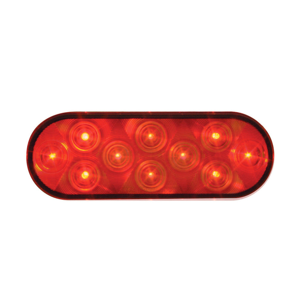 6 Inch Oval Flat Back LED Tail Light - Red - No Bezel