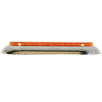 6 Inch Oval Flat Back LED Turn Light with Chrome Bezel -  Amber