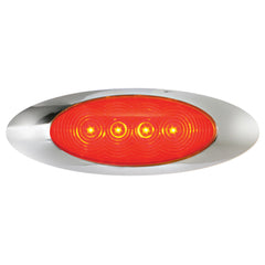 Oval Clearance Marker Lights with Chrome Bezels - Red