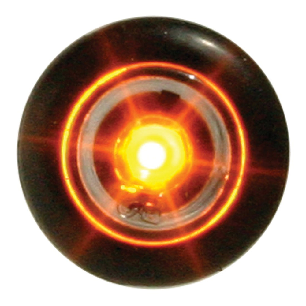 Amber 3/4 Inch Mini Button Flat Side Marker - Clear Lens