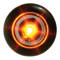 Amber 3/4 Inch Mini Button Flat Side Marker - Clear Lens