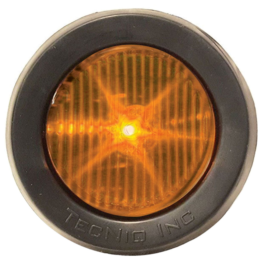 Amber 2 Inch Round Flat Side Marker - Amber Lens