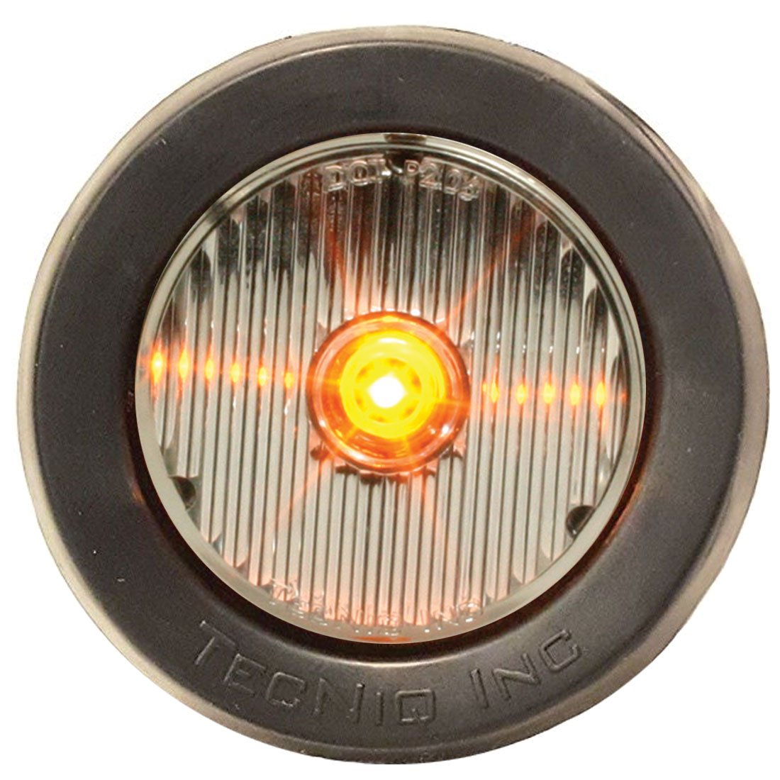 Amber 2 Inch Round Flat Side Marker - Clear Lens