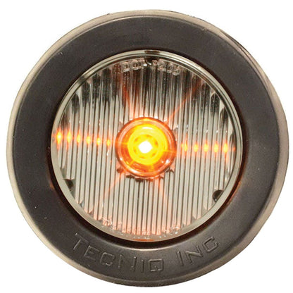 Amber 2 Inch Round Flat Side Marker - Clear Lens