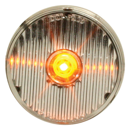 Amber 2 Inch Round Flat Side Marker - Clear Lens